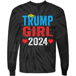 Trump Girl 2024 Cute Trump Flag Tie-Dye Long Sleeve Shirt