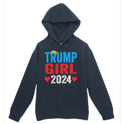 Trump Girl 2024 Cute Trump Flag Urban Pullover Hoodie