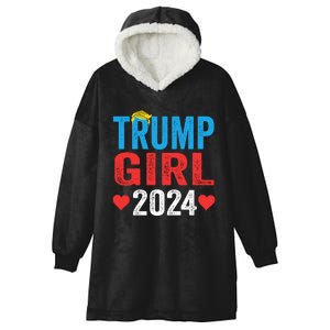 Trump Girl 2024 Shirts Cute Trump Flag Hooded Wearable Blanket