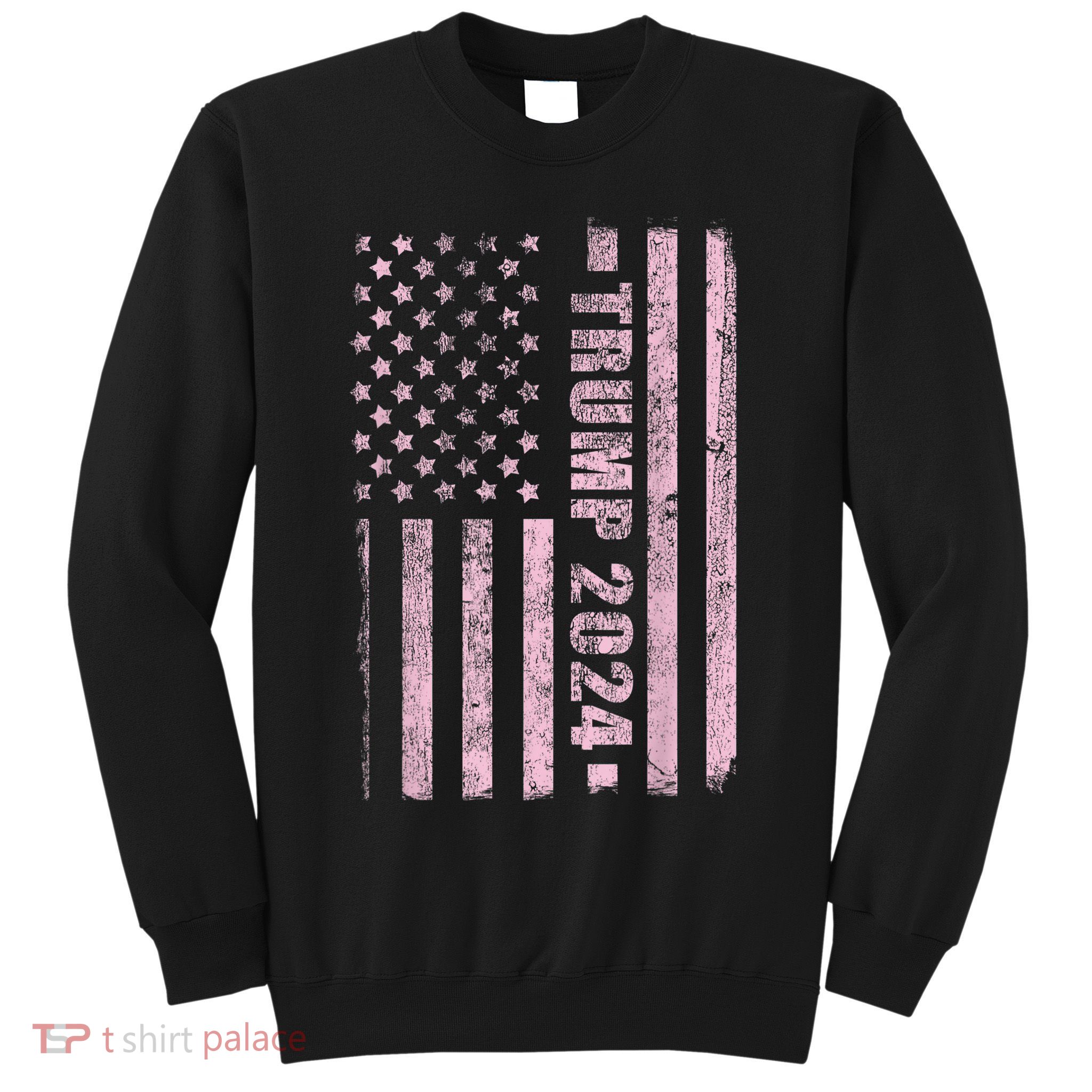 Trump Girl 2024 USA Flag Vintage Faded Sweatshirt