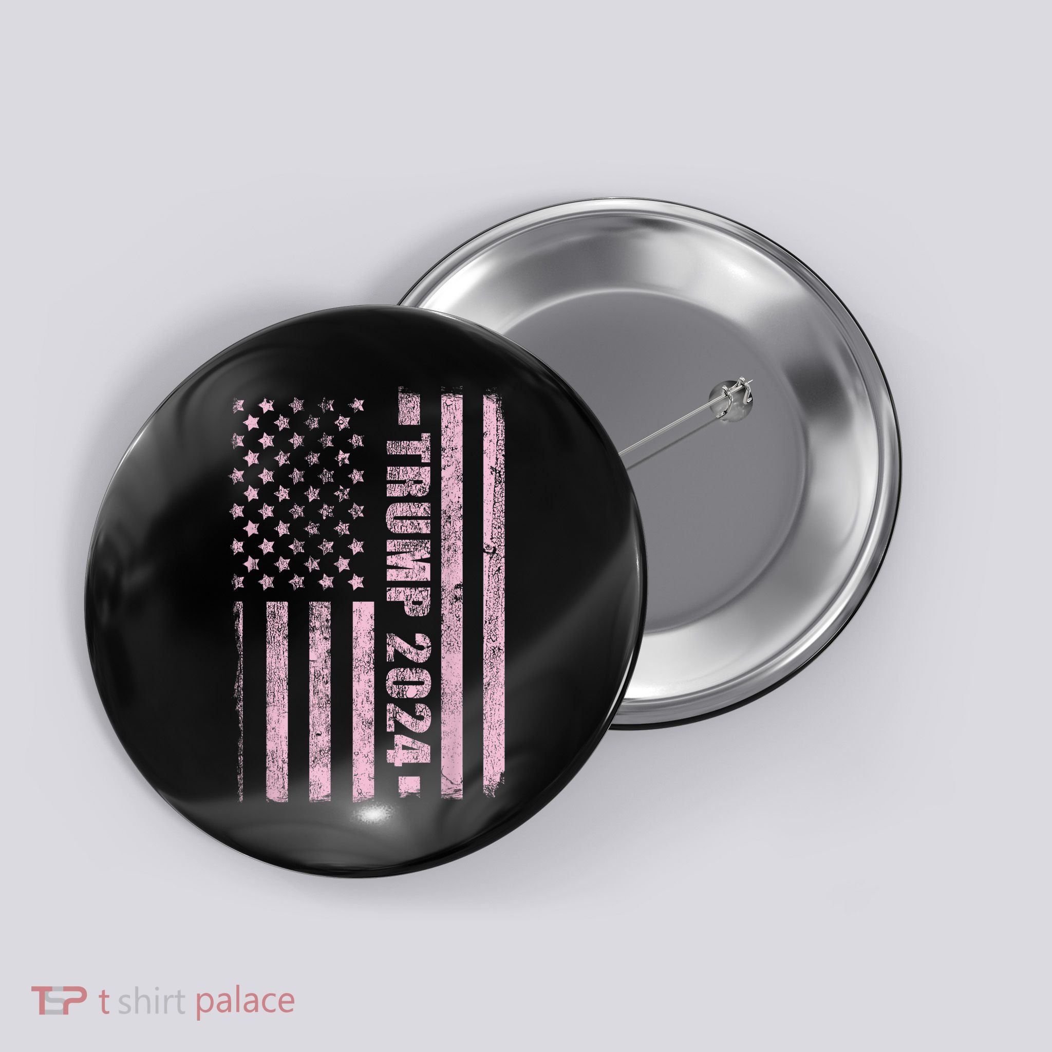 Trump Girl 2024 USA Flag Vintage Faded Button