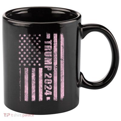 Trump Girl 2024 USA Flag Vintage Faded 11oz C Handle Ceramic Mug