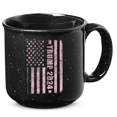 Trump Girl 2024 USA Flag Vintage Faded 15oz Campfire Ceramic Mug