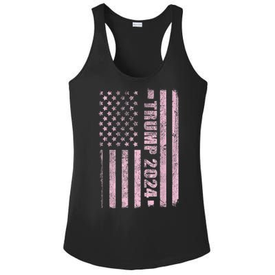 Trump Girl 2024 USA Flag Vintage Faded Ladies PosiCharge Competitor Racerback Tank