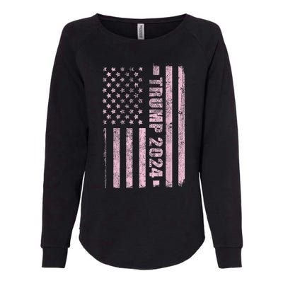 Trump Girl 2024 USA Flag Vintage Faded Womens California Wash Sweatshirt