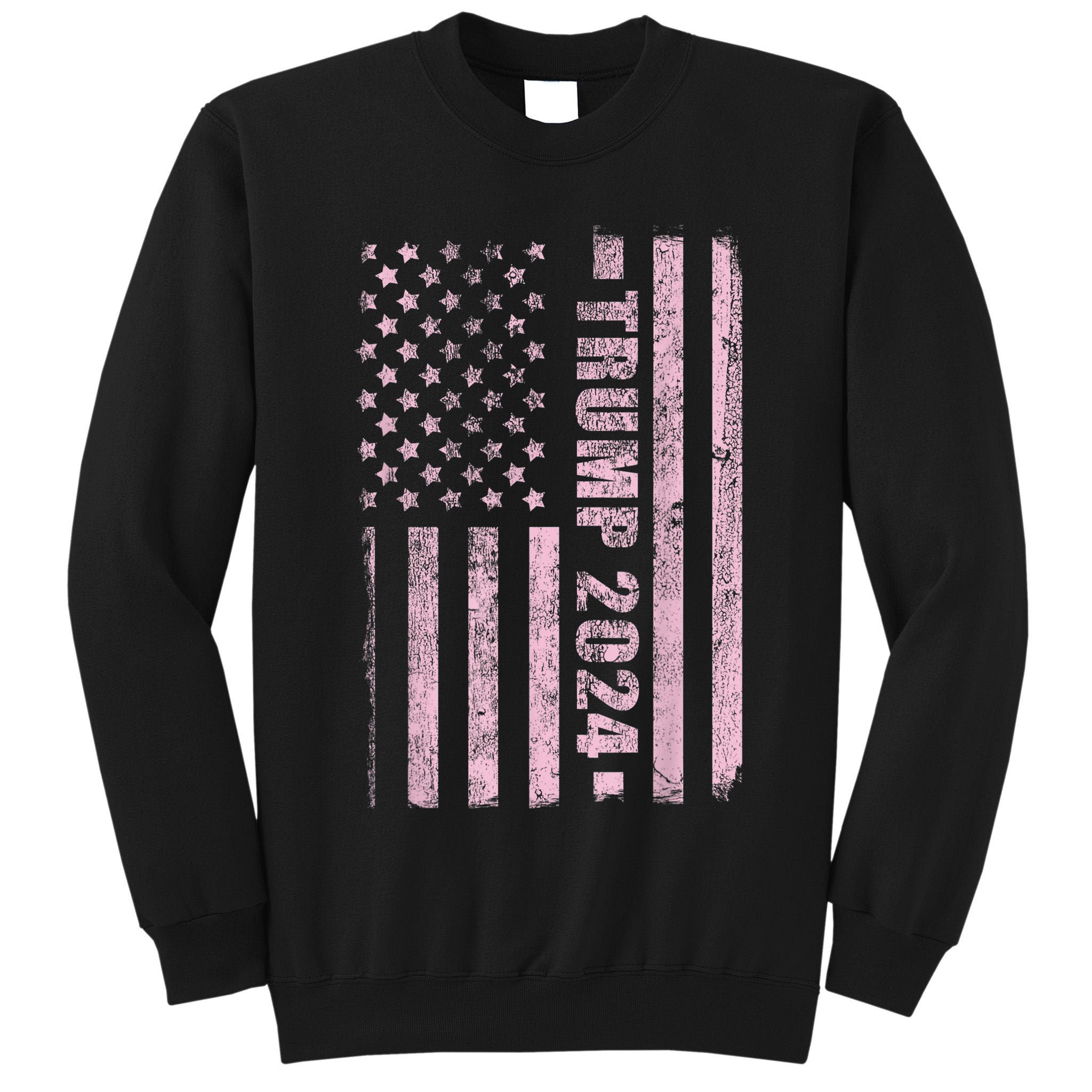 Trump Girl 2024 USA Flag Vintage Faded Tall Sweatshirt