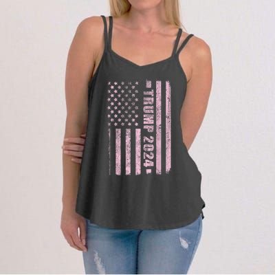 Trump Girl 2024 USA Flag Vintage Faded Women's Strappy Tank