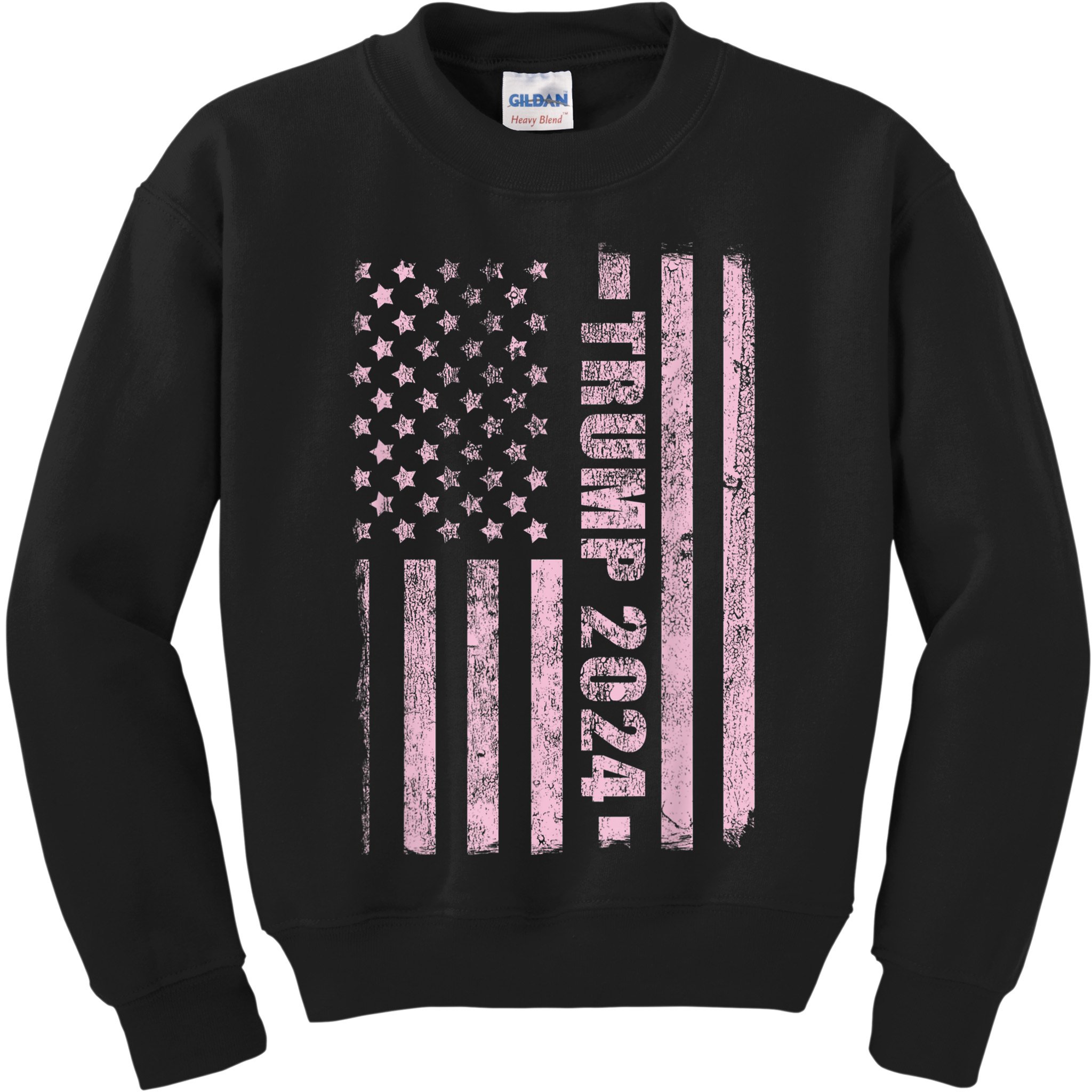 Trump Girl 2024 USA Flag Vintage Faded Kids Sweatshirt