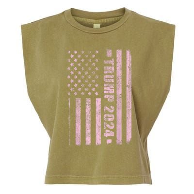 Trump Girl 2024 USA Flag Vintage Faded Garment-Dyed Women's Muscle Tee