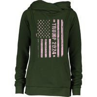 Trump Girl 2024 USA Flag Vintage Faded Womens Funnel Neck Pullover Hood