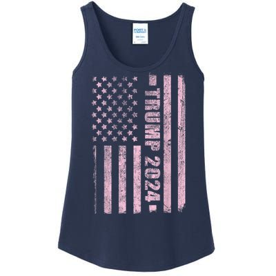 Trump Girl 2024 USA Flag Vintage Faded Ladies Essential Tank