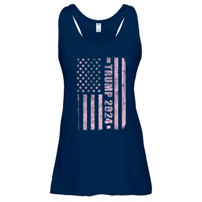 Trump Girl 2024 USA Flag Vintage Faded Ladies Essential Flowy Tank