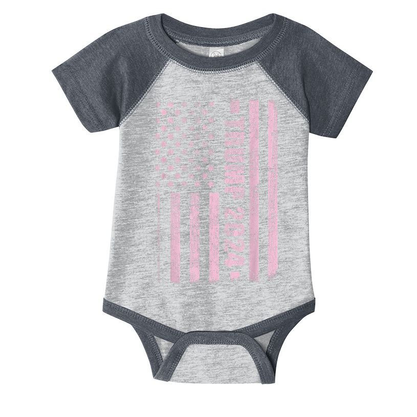 Trump Girl 2024 USA Flag Vintage Faded Infant Baby Jersey Bodysuit