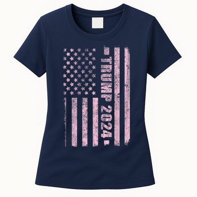 Trump Girl 2024 USA Flag Vintage Faded Women's T-Shirt