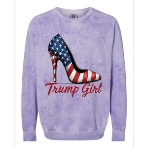 Trump Girl 2024 Cute Trump Flag Colorblast Crewneck Sweatshirt