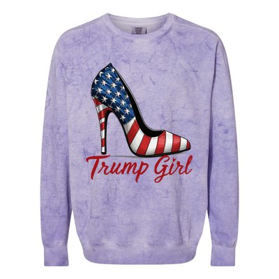 Trump Girl 2024 Cute Trump Flag Colorblast Crewneck Sweatshirt