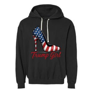 Trump Girl 2024 Cute Trump Flag Garment-Dyed Fleece Hoodie