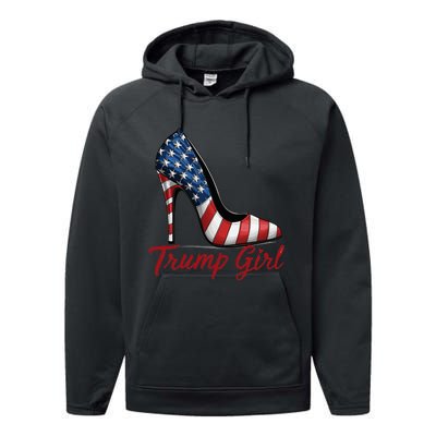 Trump Girl 2024 Cute Trump Flag Performance Fleece Hoodie