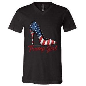 Trump Girl 2024 Cute Trump Flag V-Neck T-Shirt