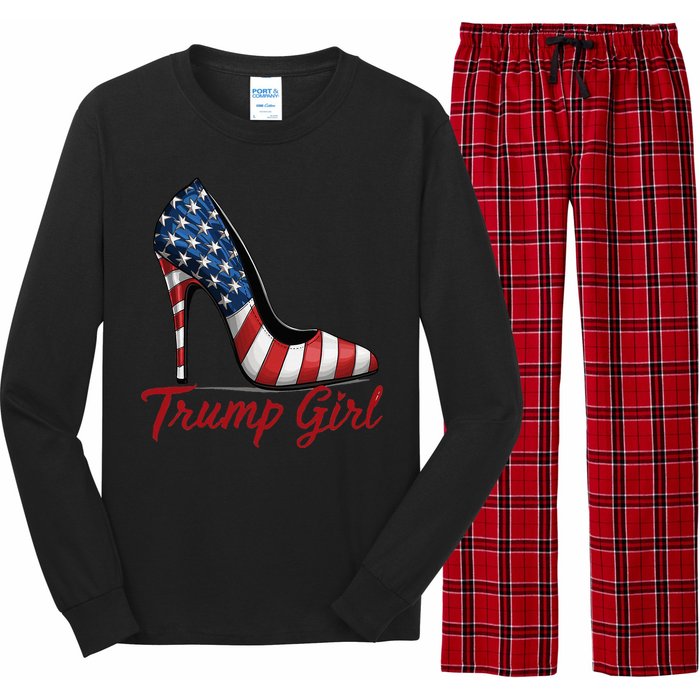 Trump Girl 2024 Cute Trump Flag Long Sleeve Pajama Set