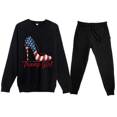 Trump Girl 2024 Cute Trump Flag Premium Crewneck Sweatsuit Set