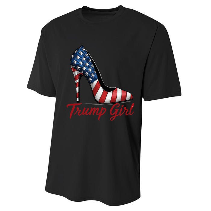 Trump Girl 2024 Cute Trump Flag Performance Sprint T-Shirt