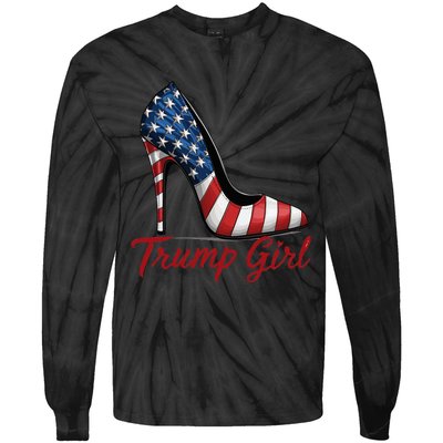 Trump Girl 2024 Cute Trump Flag Tie-Dye Long Sleeve Shirt