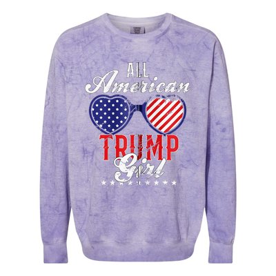 Trump Girl 2021 American Flag Heart Colorblast Crewneck Sweatshirt