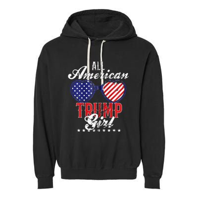 Trump Girl 2021 American Flag Heart Garment-Dyed Fleece Hoodie