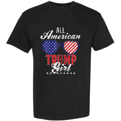 Trump Girl 2021 American Flag Heart Garment-Dyed Heavyweight T-Shirt