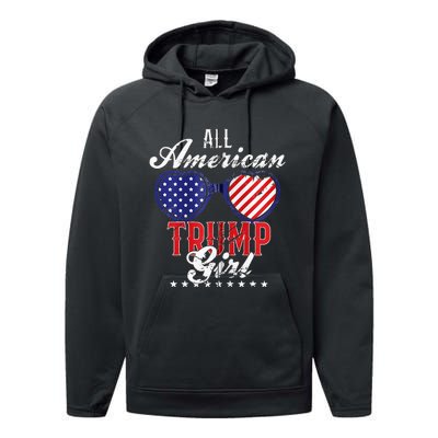 Trump Girl 2021 American Flag Heart Performance Fleece Hoodie