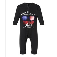 Trump Girl 2021 American Flag Heart Infant Fleece One Piece