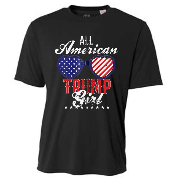 Trump Girl 2021 American Flag Heart Cooling Performance Crew T-Shirt