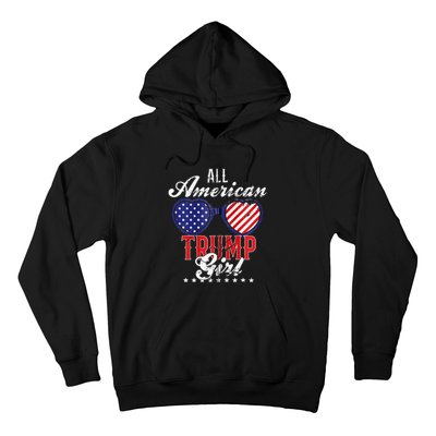 Trump Girl 2021 American Flag Heart Hoodie