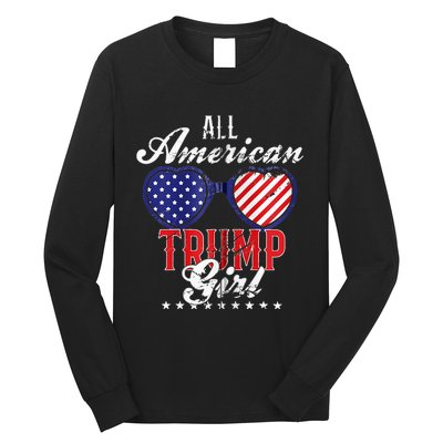 Trump Girl 2021 American Flag Heart Long Sleeve Shirt