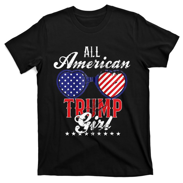 Trump Girl 2021 American Flag Heart T-Shirt