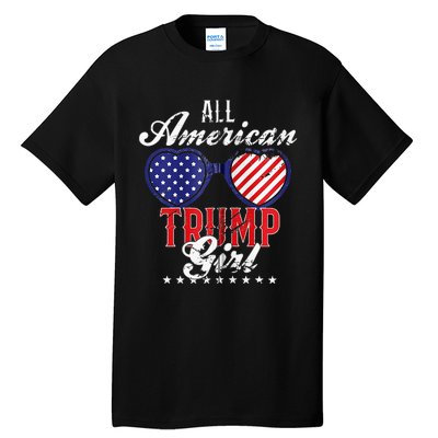 Trump Girl 2021 American Flag Heart Tall T-Shirt