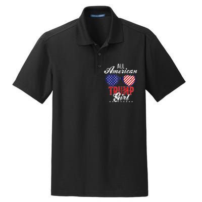 Trump Girl 2021 American Flag Heart Dry Zone Grid Polo