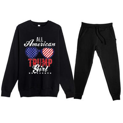 Trump Girl 2021 American Flag Heart Premium Crewneck Sweatsuit Set