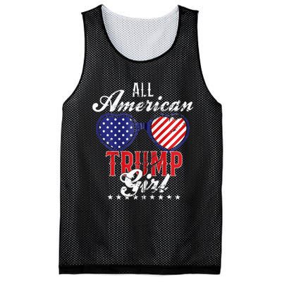 Trump Girl 2021 American Flag Heart Mesh Reversible Basketball Jersey Tank