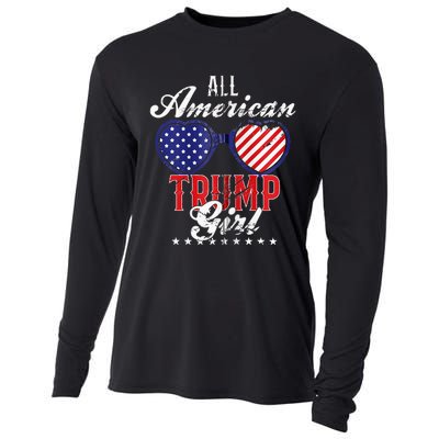 Trump Girl 2021 American Flag Heart Cooling Performance Long Sleeve Crew