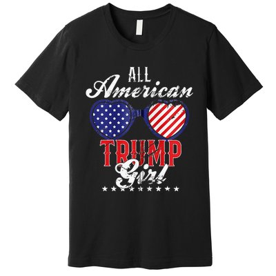 Trump Girl 2021 American Flag Heart Premium T-Shirt