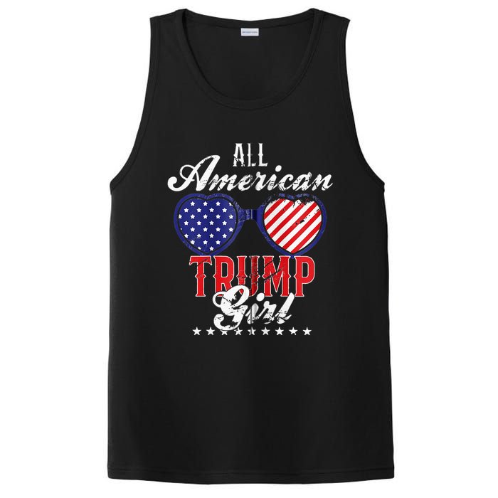 Trump Girl 2021 American Flag Heart PosiCharge Competitor Tank