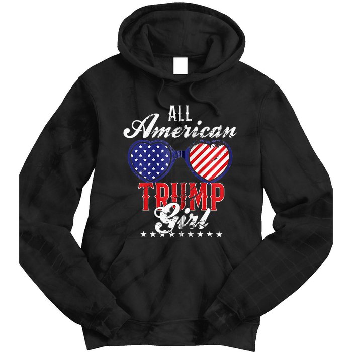 Trump Girl 2021 American Flag Heart Tie Dye Hoodie