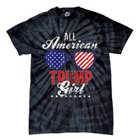 Trump Girl 2021 American Flag Heart Tie-Dye T-Shirt