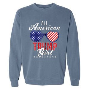 Trump Girl 2021 American Flag Heart Garment-Dyed Sweatshirt