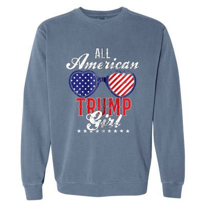 Trump Girl 2021 American Flag Heart Garment-Dyed Sweatshirt