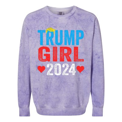 Trump Girl 2024 Shirts Cute Trump Flag Colorblast Crewneck Sweatshirt