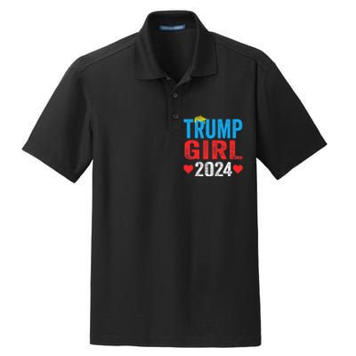 Trump Girl 2024 Shirts Cute Trump Flag Dry Zone Grid Polo