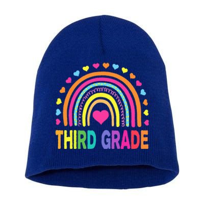 Third Grade 3rd Grade Rainbow Teachers Back To School Short Acrylic Beanie